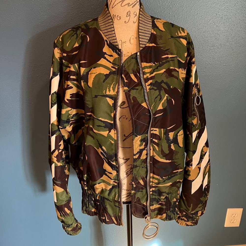 Off-White Virgil Abloh DPM Camo Bomber Jacket - Medium